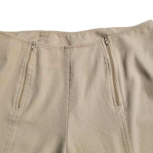 Vintage 70's Flare Pants 6T Tall Long Tan Mid Rise Zipper Detail Front Split Hem - Picture 6 of 17